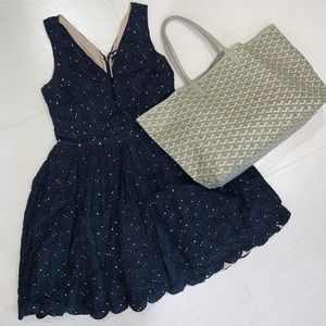 Karl Lagerfeld navy blue lace fit-n-flare sz 8